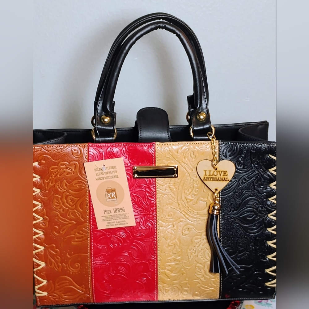 Artisanal Multicolor Leather Handbag